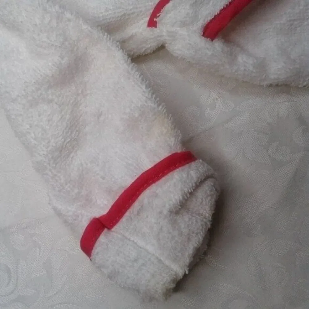 babyKiss Baby Girl Cotton Bathrobe & Booties Set Sz 0-9M White Pink Lil Cupcake